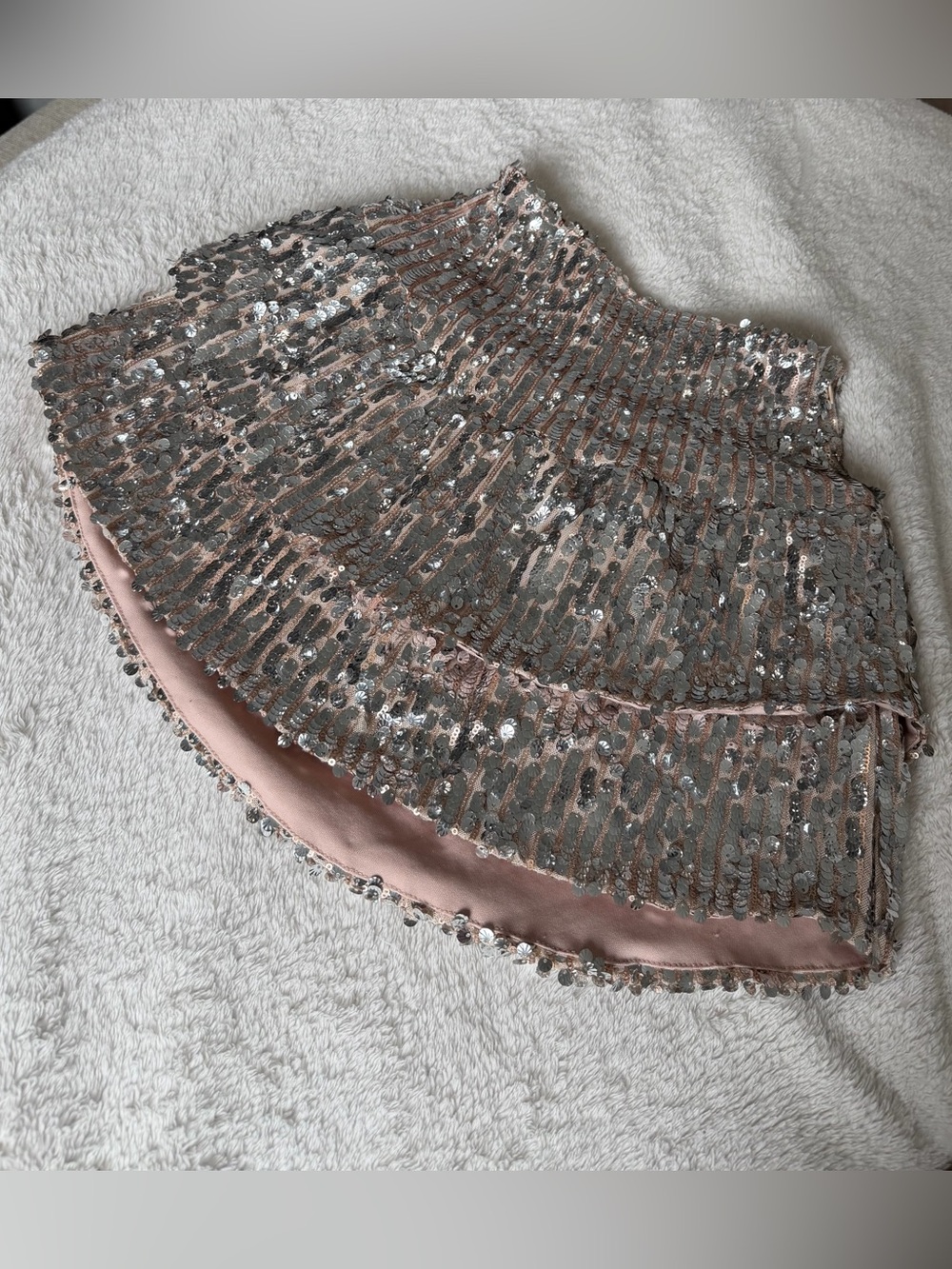 🩶🩷 Princess Polly Rose Gold & Silver Sequined Mini Skirt 🩷🩶